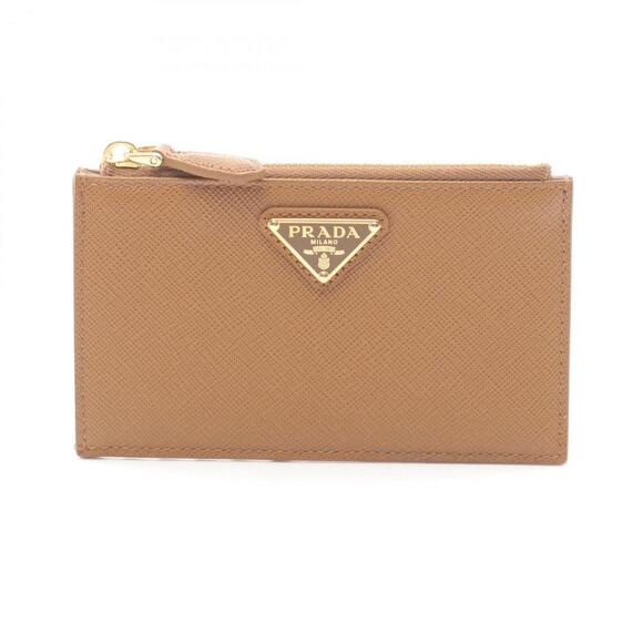 PRADA Brown Leather Saffiano Card Holder - Picture 1 of 6